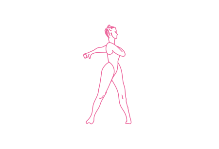 Быстрые повороты в стороны в позе стоя с рукой у сердца (2 мин)