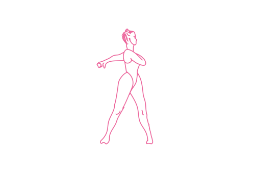 Быстрые повороты в стороны в позе стоя с рукой у сердца (2 мин)