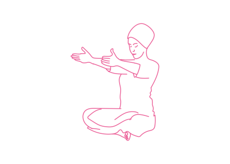 Движение кистями рук к груди в Простой Позе 1