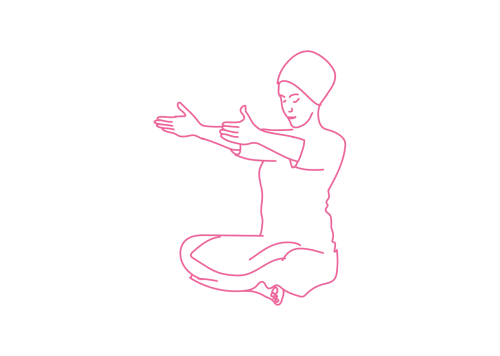 Движение кистями рук к груди в Простой Позе 1