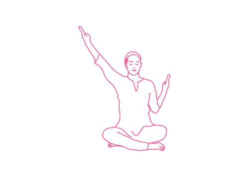 Движение руками наверх под углом 60 градусов с большими пальцами у холмов Меркурия (3-4 мин)