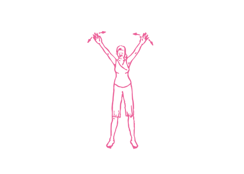 Движения кистями влево-вправо стоя с руками на 60 градусов (1-3 мин)