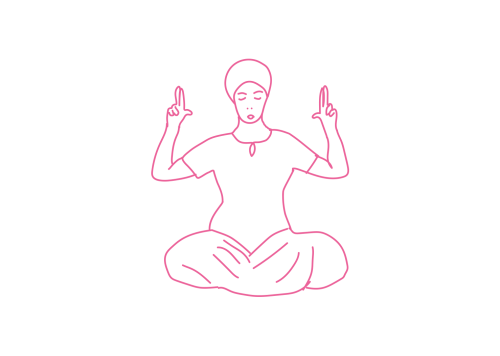 Дыхание через рот в форме буквы «О» в Простой Позе, соединяя и разъединяя кончики трех пальцев (1 мин 30 сек)