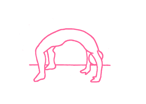 Дыхание огня через рот в половинной позе Колеса