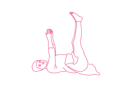 Дыхание Огня лежа на спине с руками и ногами на 90 градусов (3 мин)