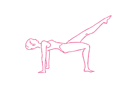 Дыхание Огня в облегченной Позе Моста с поднятой левой ногой (2 мин)