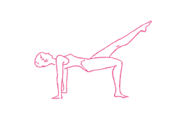 Дыхание Огня в облегченной Позе Моста с поднятой левой ногой (2 мин)