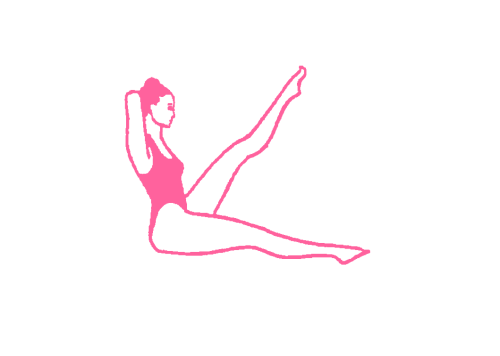 Дыхание Огня в позе сидя с поднятой левой ногой на 60 градусов