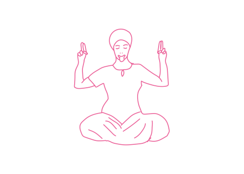 Дыхание Собаки в Простой Позе, соединяя и разъединяя кончики трех пальцев (30 сек)