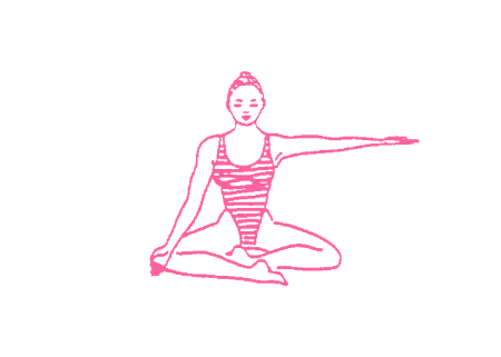 Глубокое Дыхание в Простой Позе с вытянутой рукой (3 мин)