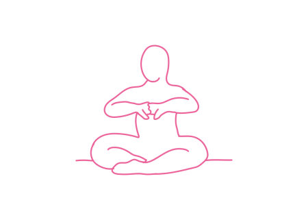 Глубокое дыхание с вытягиванием и притягиванием рук с переплетёнными пальцами 2