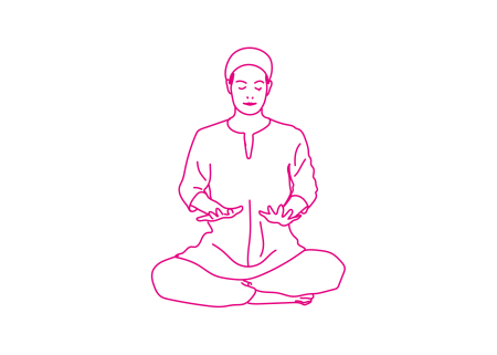 Круги руками перед грудью в Простой Позе 1