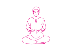 Круги руками перед грудью в Простой Позе 1