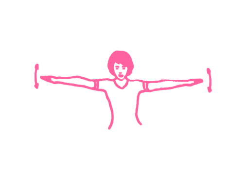 Махи руками на 15 градусов стоя на ногах (2 мин)