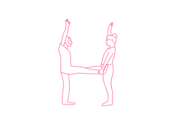 Матра «Гате Гате Парагате» стоя, держа за ногу партнера (15 мин)