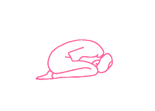 Медленное и глубокое дыхание, сидя на пятках, голова на полу