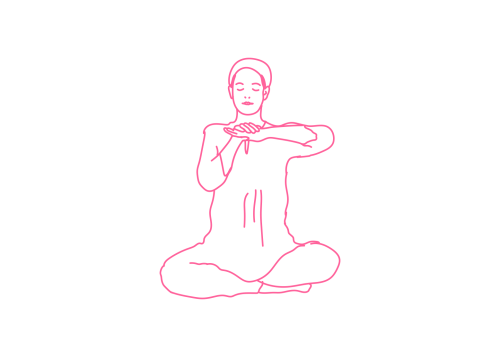 Надавливания рук с ладонями на уровне шеи. Кундалини йога