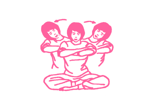 Наклоны головы с мантрой СА ТА НА МА (1-2 мин)