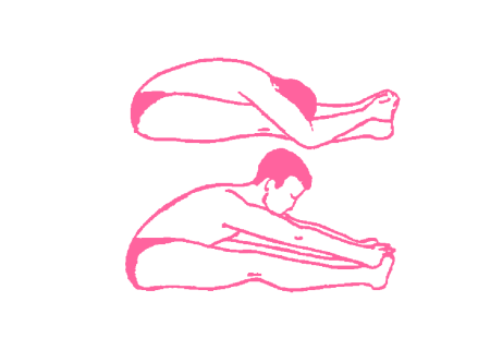 Наклоны вперед, держась пальцами рук за пальцы ног. Упражнение Кундалини Йоги