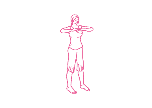 Наклоны вперед от бедер стоя с руками на уровне подмышек 1