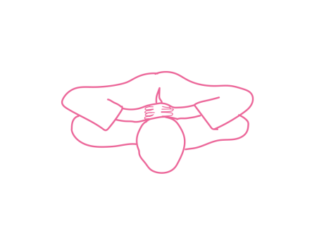 Опускания лбом к полу с руками за шеей упражнение