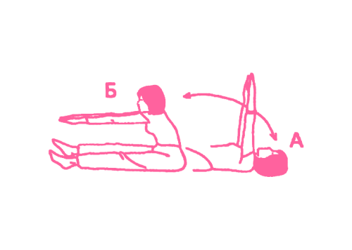 Переходы из позы лежа в позу сидя с вытянутыми руками (6 мин)