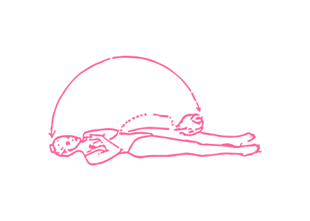 Подъем туловища с наклоном лба к коленям (52 раза)