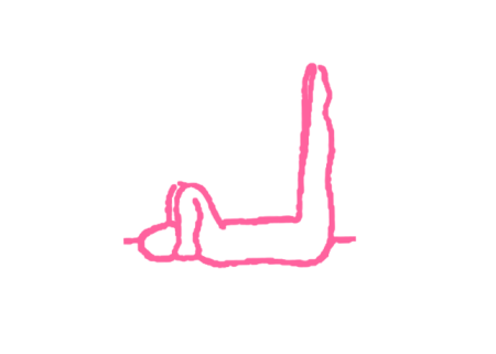 Подъемы ног и локтей на 90 градусов с руками за шеей (2 мин) 2