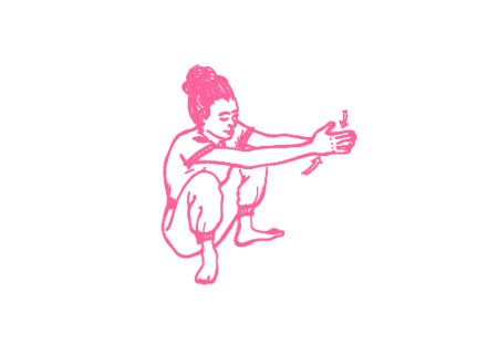 Подъёмы и приседания в позу ворона с хлопками в ладони 1