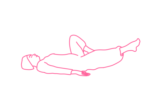 Поочередное сгибание приподнятых ног, лежа на спине (1 мин)