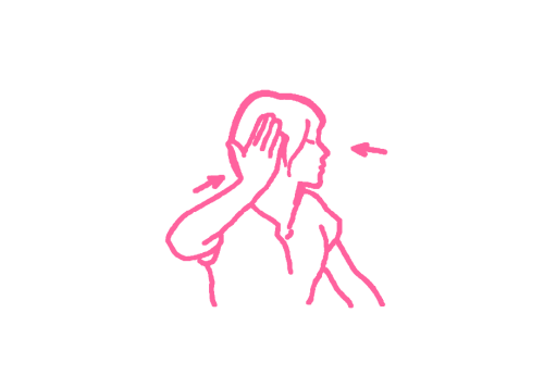 Поочередные надавливания руками на голову (2 мин – 3 мин)