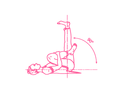 Поочередные подъёмы ног на 90 градусов лежа на спине (4 мин или 108 раз)