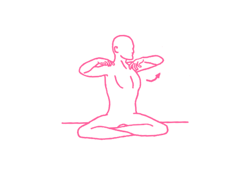 Повороты корпуса с руками на плечах (2-3 мин). Упражнение Кундалини Йоги 1