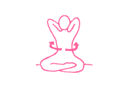 Повороты влево-вправо в Простой Позе с тыльной стороной ладоней за шеей (2 мин). Упражнение Кундалини Йоги 1