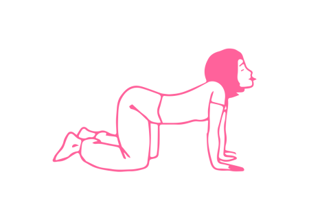 Поза Кошки с дыханием через рот с вытянутым языком (2 мин)