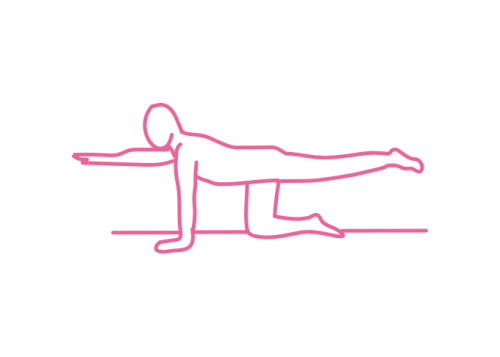 Поза на коленях с вытянутой ногой и рукой (5 мин 30 сек)