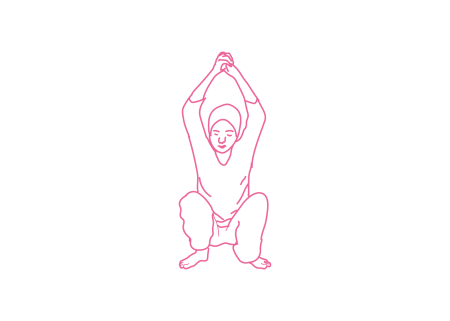 Приседания в Позу Ворона с руками над головой 2