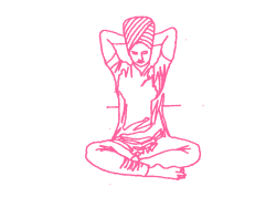 Простая Поза, руки в замке за шеей. Упражнение Кундалини Йоги