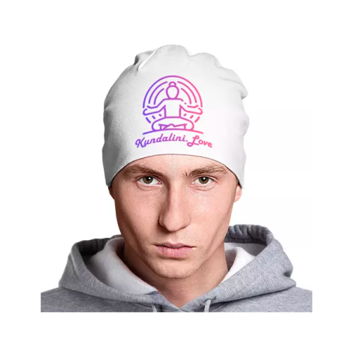 Шапка для Садханы белая с логотипом Kundalini.Love фото