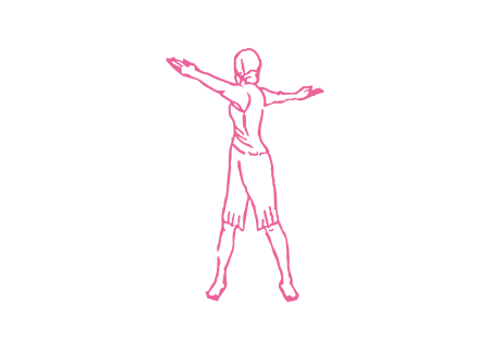 Скручивания туловищем стоя с вытянутыми в стороны руками 2 Скручивания туловищем стоя с вытянутыми в стороны руками 2