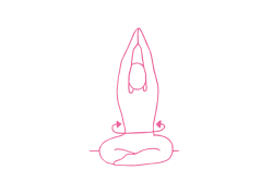 Скручивания влево-вправо от пупка в Простой Позе с вытянутыми руками (1-2 мин)