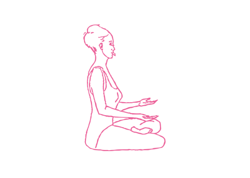 Собачье дыхание в Простой Позе, плечи под 45 градусов (3-5 мин)