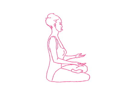 Собачье дыхание в Простой Позе, плечи под 45 градусов (3-5 мин)