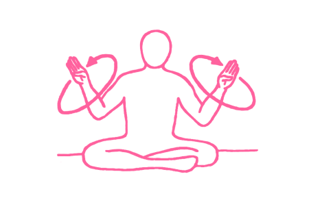 Вращение кистями по 30 см кругам. Упражнение Кундалини Йоги