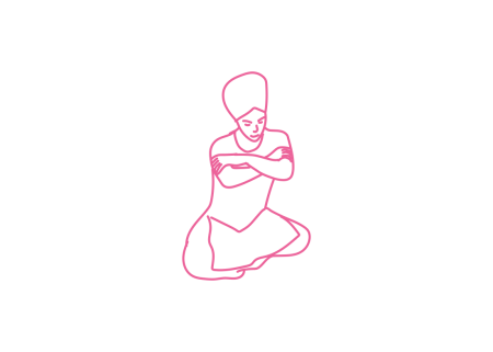 Вращение позвоночником в Простой Позе с руками на плечах 2