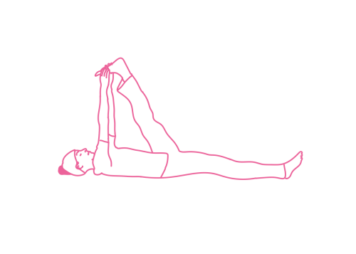 Вытягивание левой ноги вверх, лежа на правой стороне тела (2 мин 30 сек)