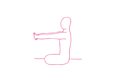 Вытягивание переплетённых рук вперед, вверх, к груди 3