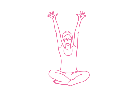 Вытягивание рук вверх с широко расставленными пальцами (1 мин)