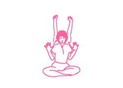 Вытягивания рук вверх сжимая кулаки в Простой Позе (2 мин)