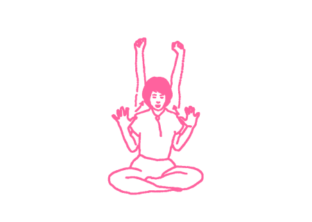 Вытягивания рук вверх сжимая кулаки в Простой Позе (2 мин)